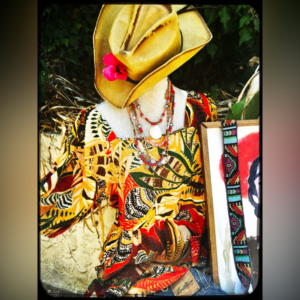 Linen Printed Peasant Dress